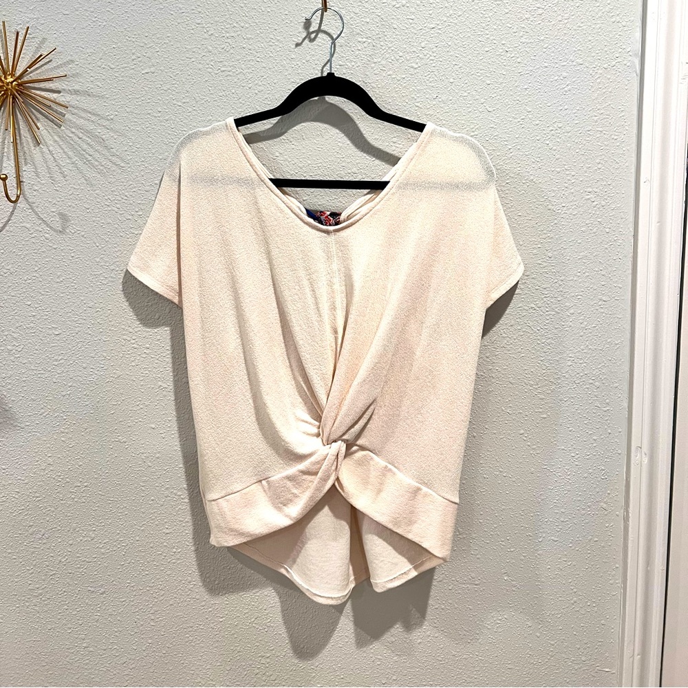 Selling blouse top, cream, fun back, size small
